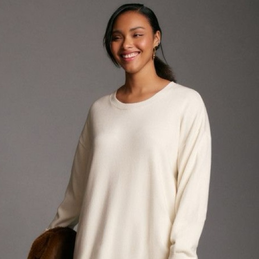 Anthropologie Long-Sleeve Crew Neck Mockable Pleated Maxi Jumper Dress - Picture 7 of 14